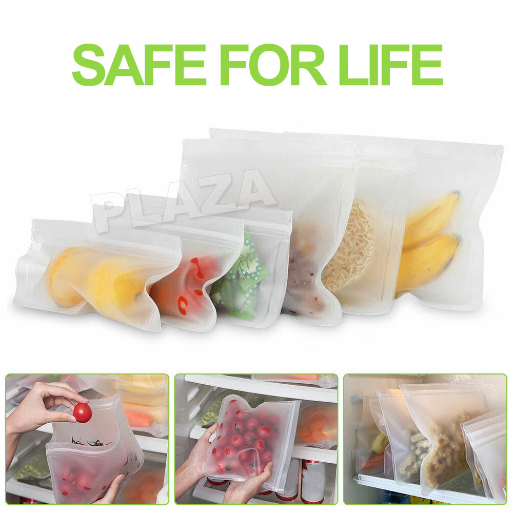 10-40PC PEVA Silicone Food Storage Bags Reusable Zip Lock Pouch Fresh ...
