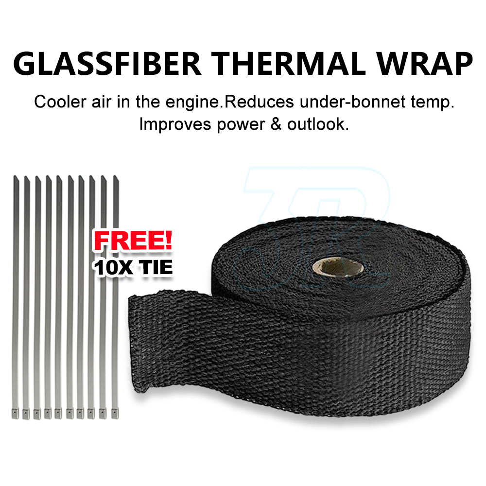 Motorcycle Exhaust Wrap Exhaust Header Heat Wrap Tape – 2 Rolls Titanium 15M Fiberglass Wrap 40 Zip Ties For Motorcycle, Car & Truck Header Wrap Titanium - Foto 2