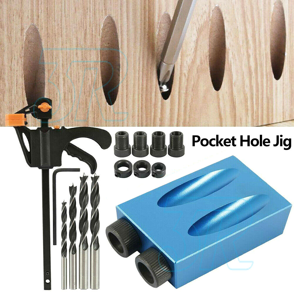 57PCS 15° Pocket Hole Screw Jig Dowel Drill Set Wood Tool kit Angle