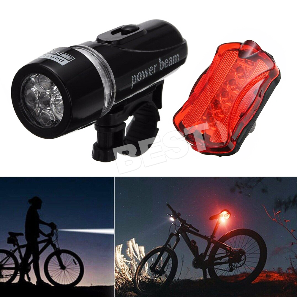 4 Sets Bike Light Head Tail Lights5 LED Lamp Safety Alarm Bicycle Cycle sydney